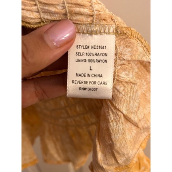 Urban Outfitters Lumiere Yellow Floral Smocked Mini Dress Cottagecore - Picture 8 of 12